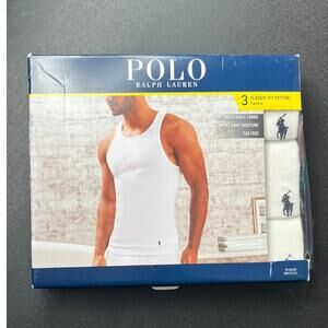 Polo Ralph Lauren Classic Fit  Cotton Tanks 3 Pair White Medium - New